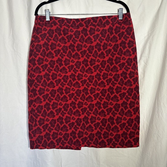 TALBOTS RED JACQUARD ANIMAL PRINT PENCIL SKIRT SIZE‎ 14P EUC L9 - Picture 1 of 4